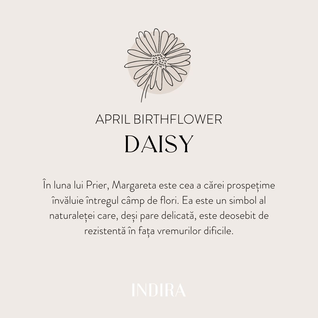 Braccialetto con cordoncino per bambini in oro Birth Flower - Daisy di aprile - Indira