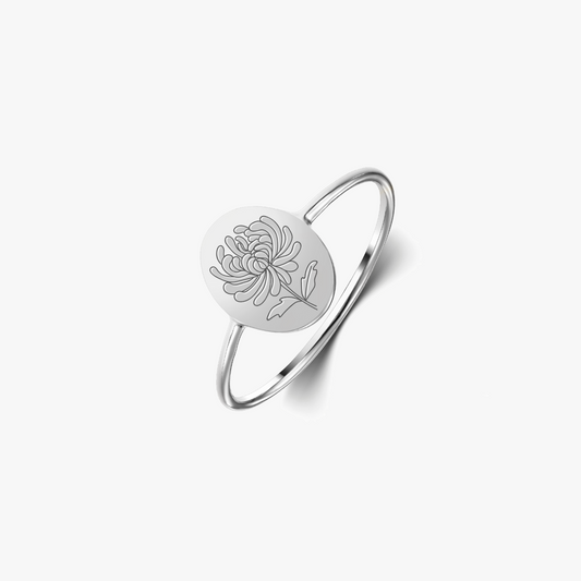 Anello in argento Birth Flower - Crisanthemum di Novembre - Indira
