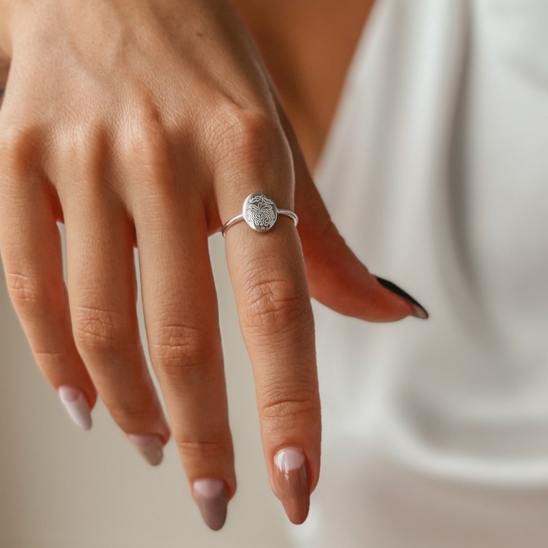 Anello in argento Birth Flower - Novembre Crisantemo - Indira