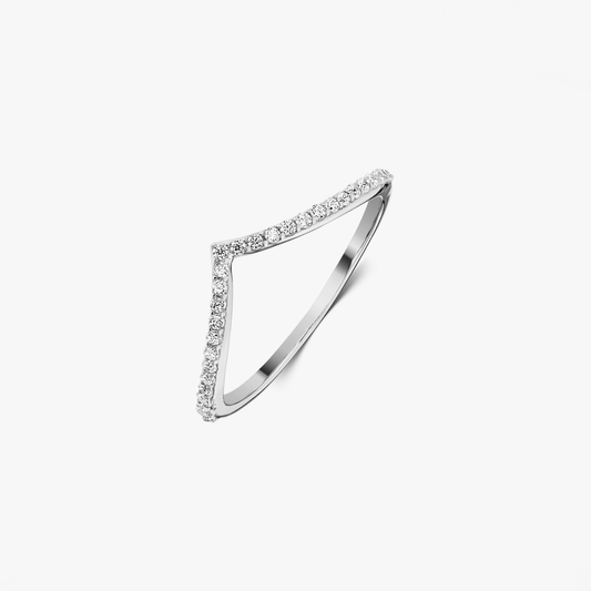 Anello in argento Simple V - Zirconia - Indira