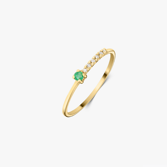 Anello in oro Lucile - Smeraldo e Diamanti - Indira