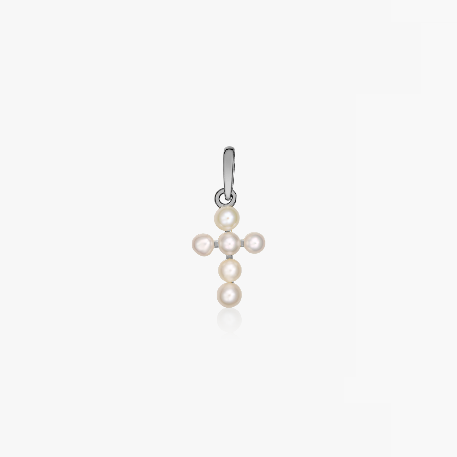 Ciondolo in oro bianco Pearl Cross - Perle Naturali - Indira