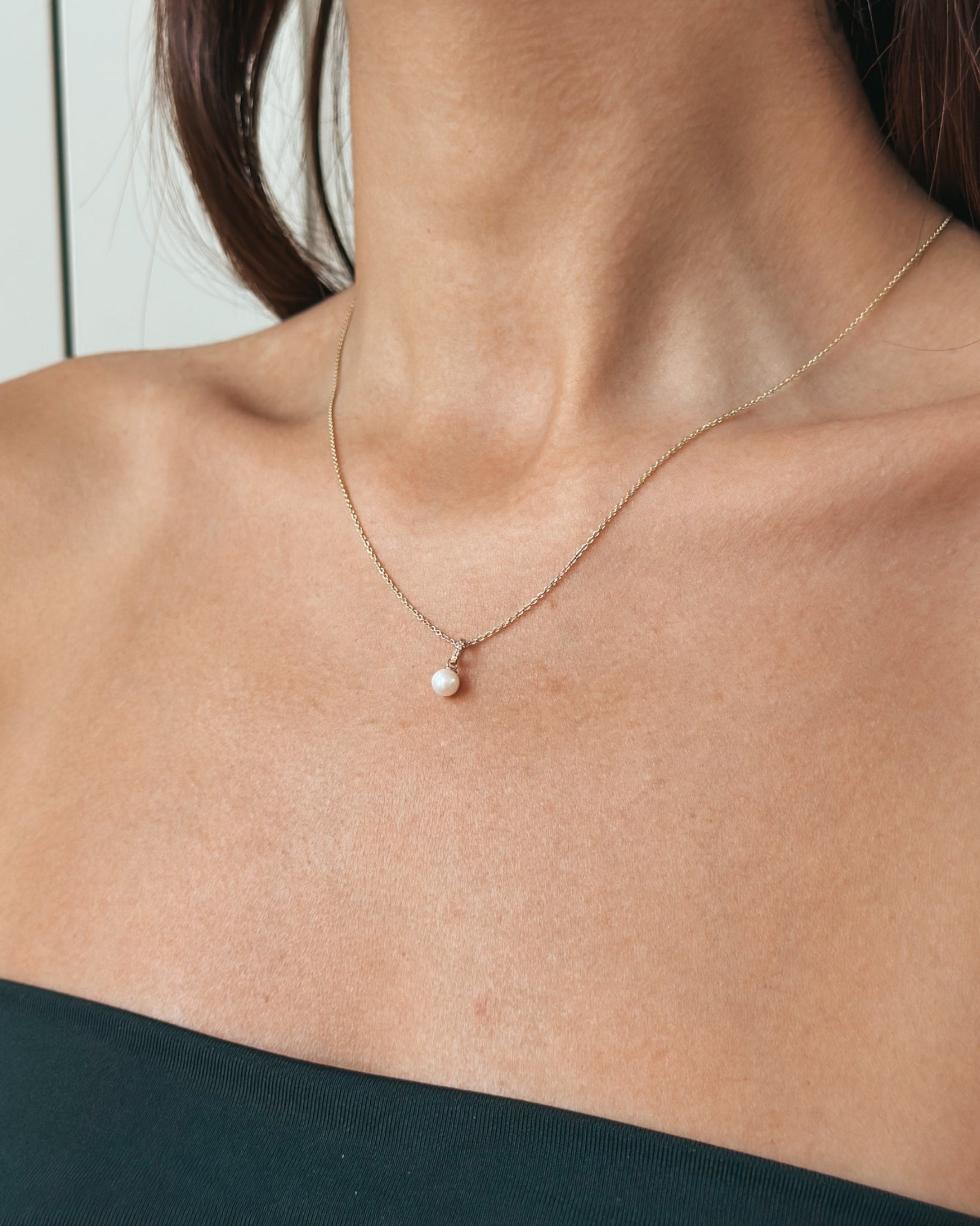 Pendente in oro giallo Aveline – Perla naturale e diamanti - Indira