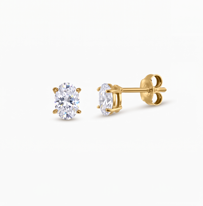 Orecchini in argento Golden Reina - Zirconia Verde