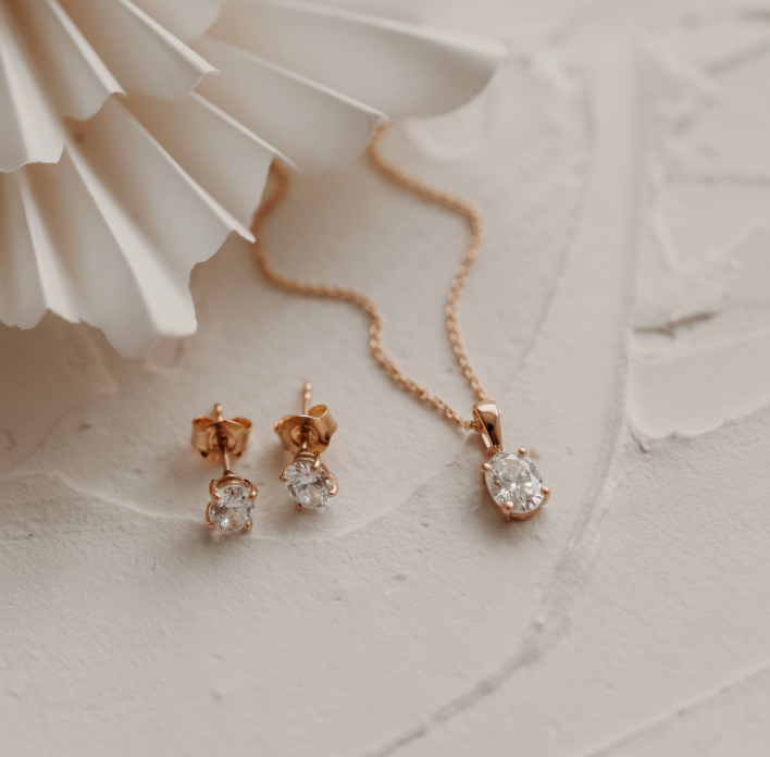 Orecchini in argento Golden Reina - Zirconia Verde