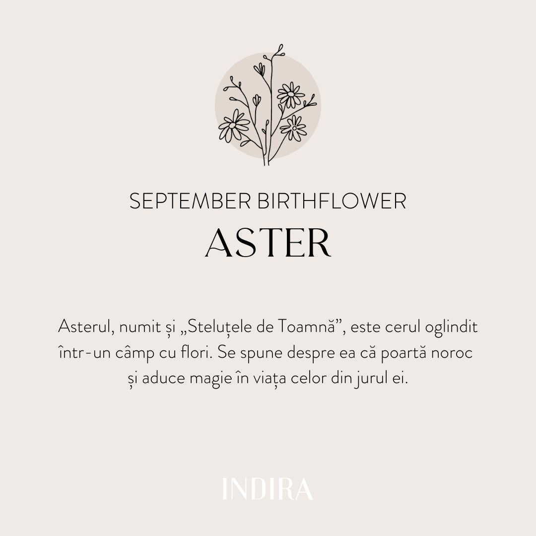 Braccialetto con cordino per bambini in oro Birth Flower - Settembre Aster - Indira