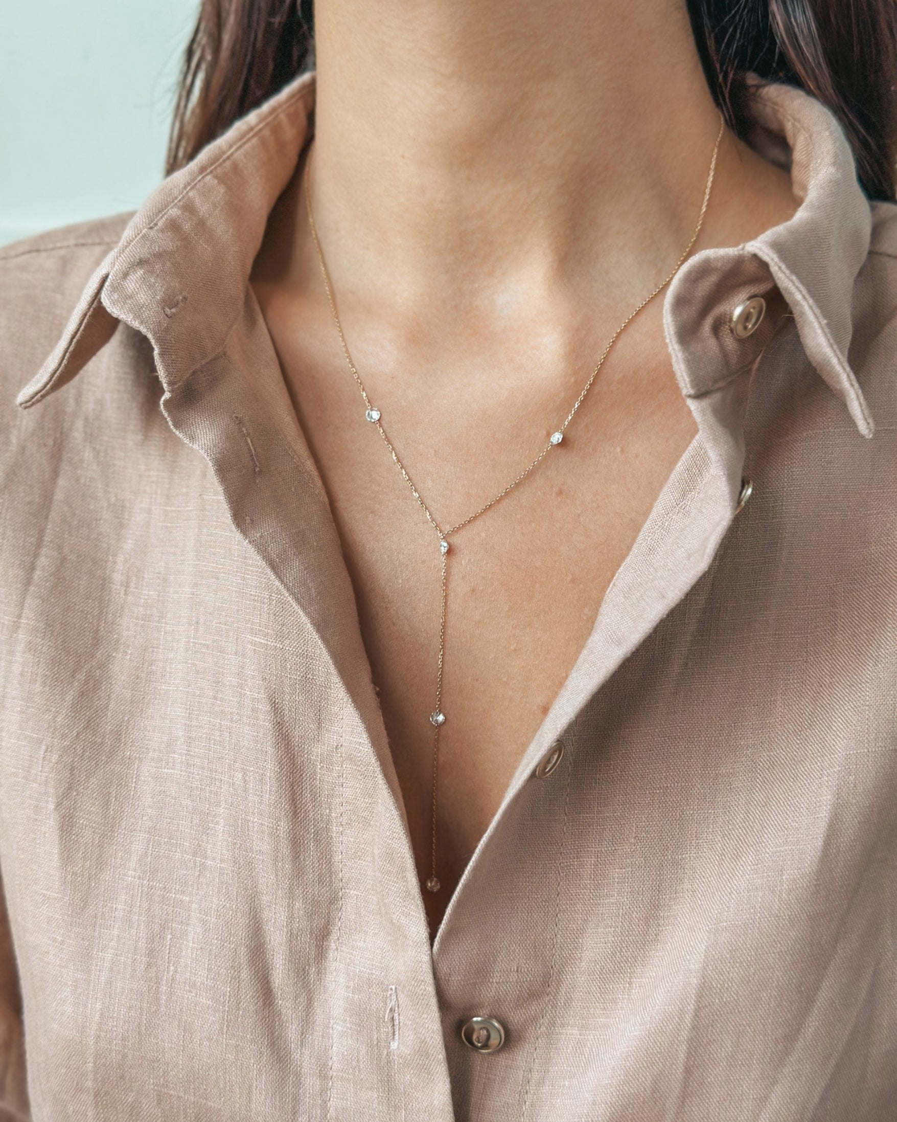 Collana in oro giallo Diamond Drops - Diamanti - Indira