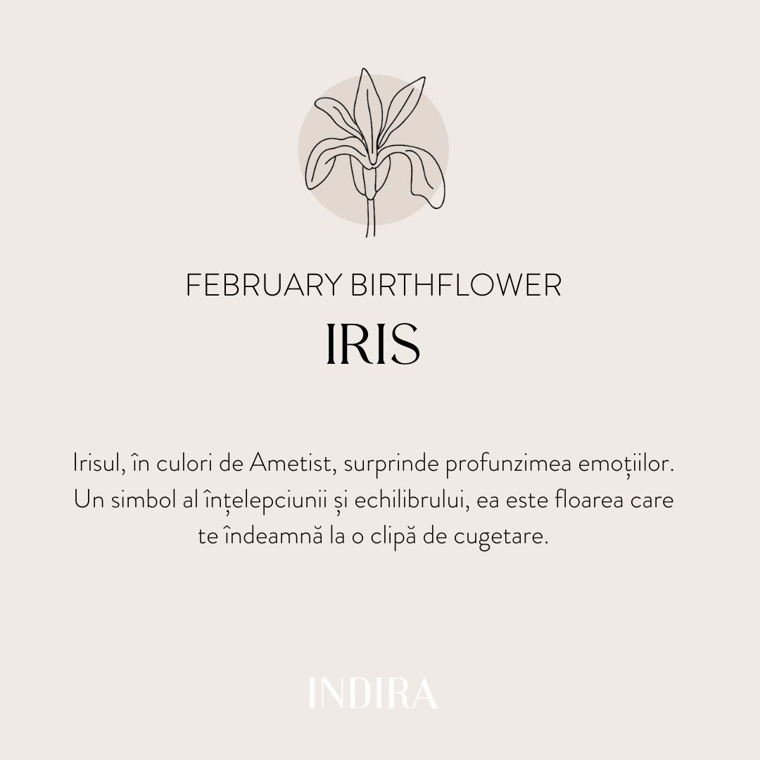 Bracciale con cordino per bambini in oro bianco Birth Flower - February Iris - Indira