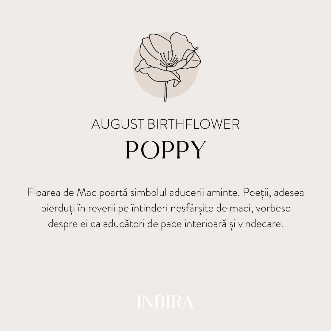 Bracciale con cordino per bambini in oro bianco Birth Flower - Agosto Papavero - Indira