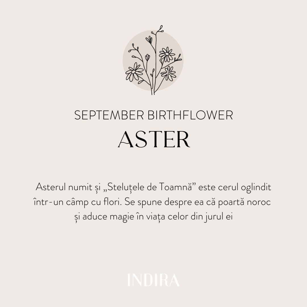 Collana in argento Birth Flower Golden - Settembre Aster - Indira