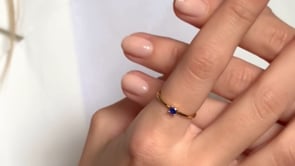 Anello in argento Birthstone Golden September - Zaffiro