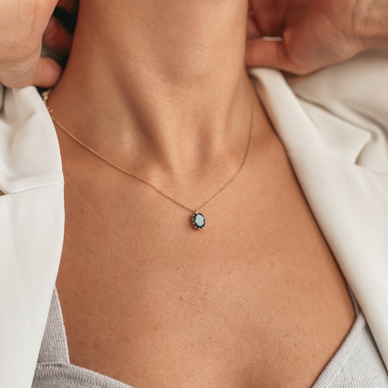 Collana in argento Golden Serene - Topaz Blue London - Indira
