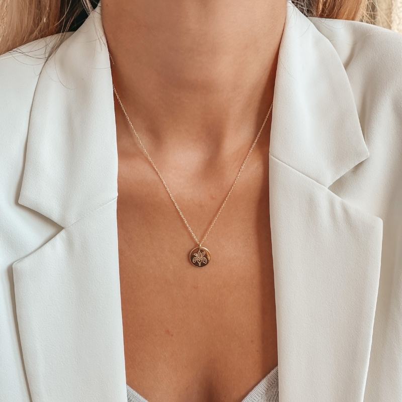 Collana in argento Birth Flower Golden - February Iris - Indira
