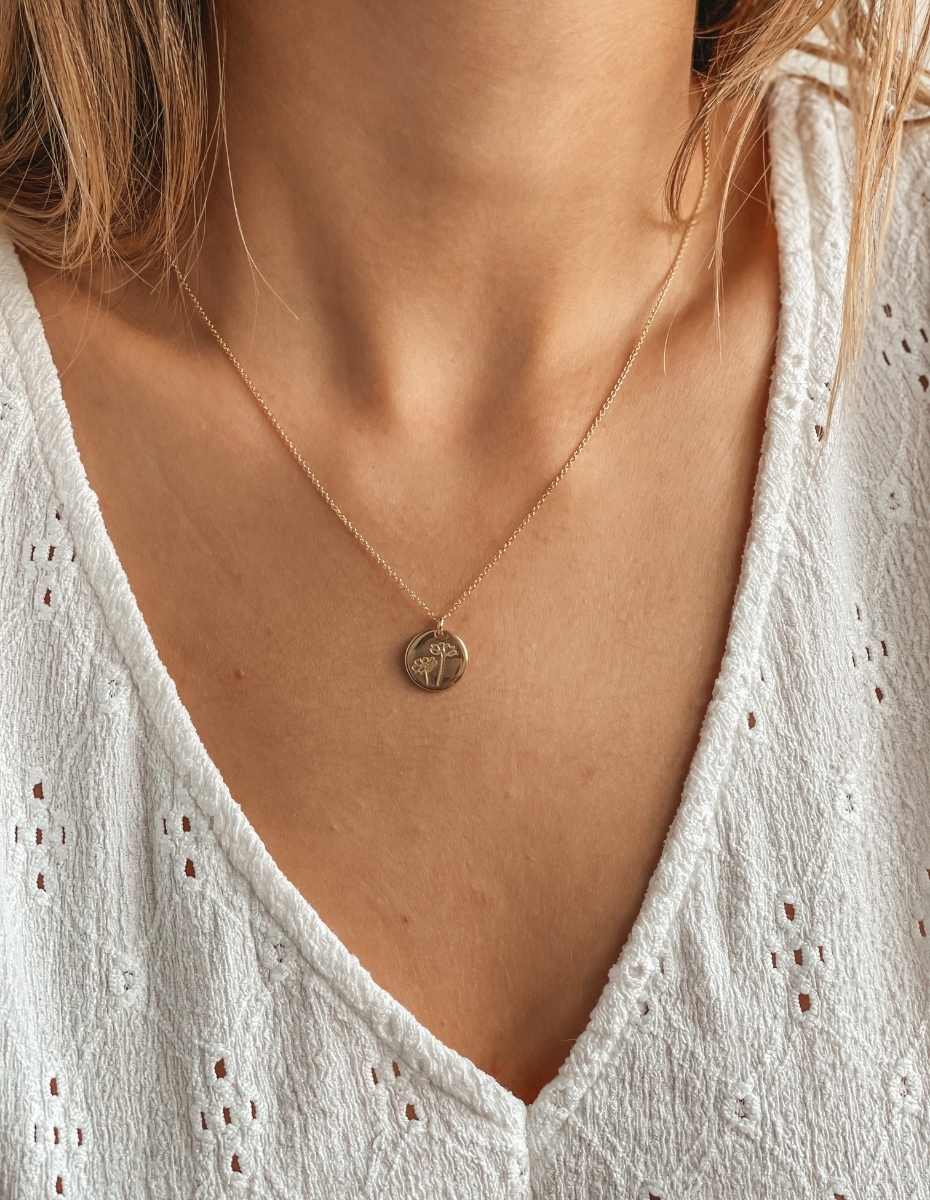 Collana in argento Birth Flower Golden - Cosmos d'Ottobre - Indira