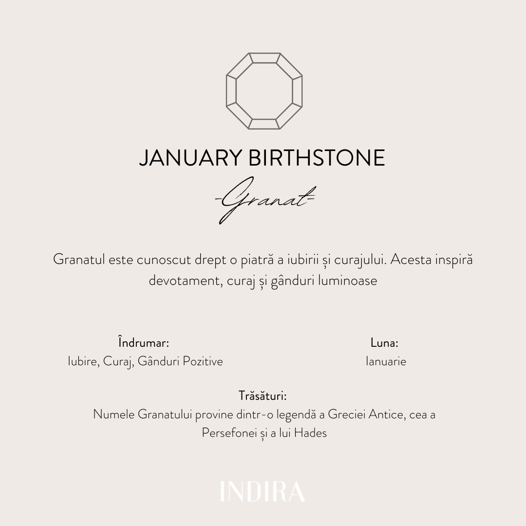 Bracciale in argento Birthstone Golden January - Granato - Indira