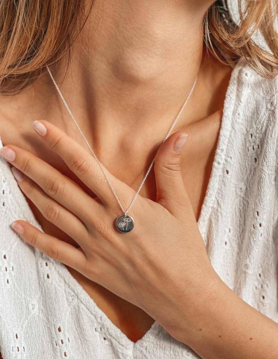 Collana in argento Birth Flower Silver - Ottobre Cosmos - Indira