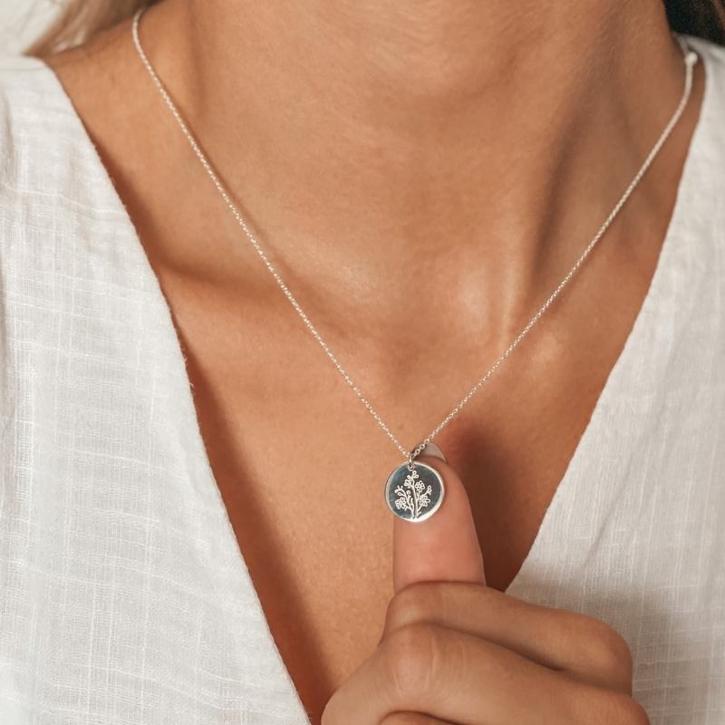 Collana in argento Birth Flower Silver - Settembre Aster - Indira