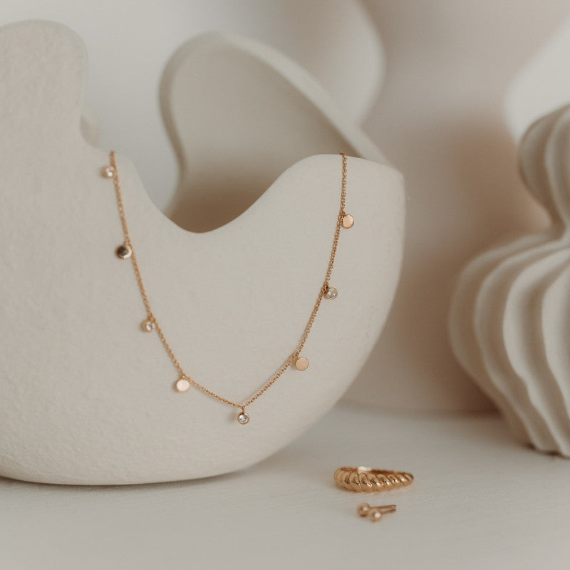Collana in argento Golden Noora - Topazio Bianco - Indira