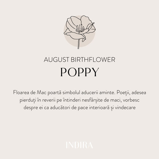 Collana in argento Birth Flower Golden - Agosto Poppy - Indira