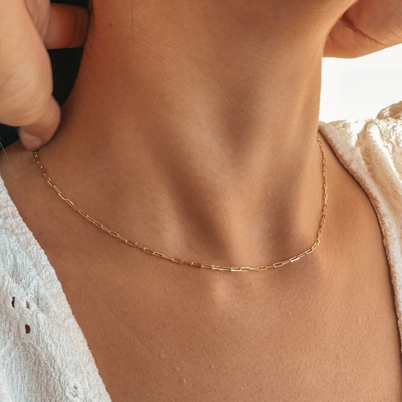 Collana choker in argento Golden Paperclip - Indira