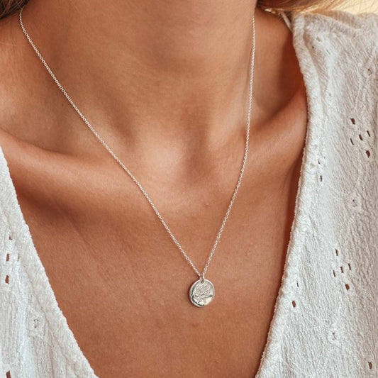 Collana in argento Birth Flower Silver - Giugno Rosa - Indira