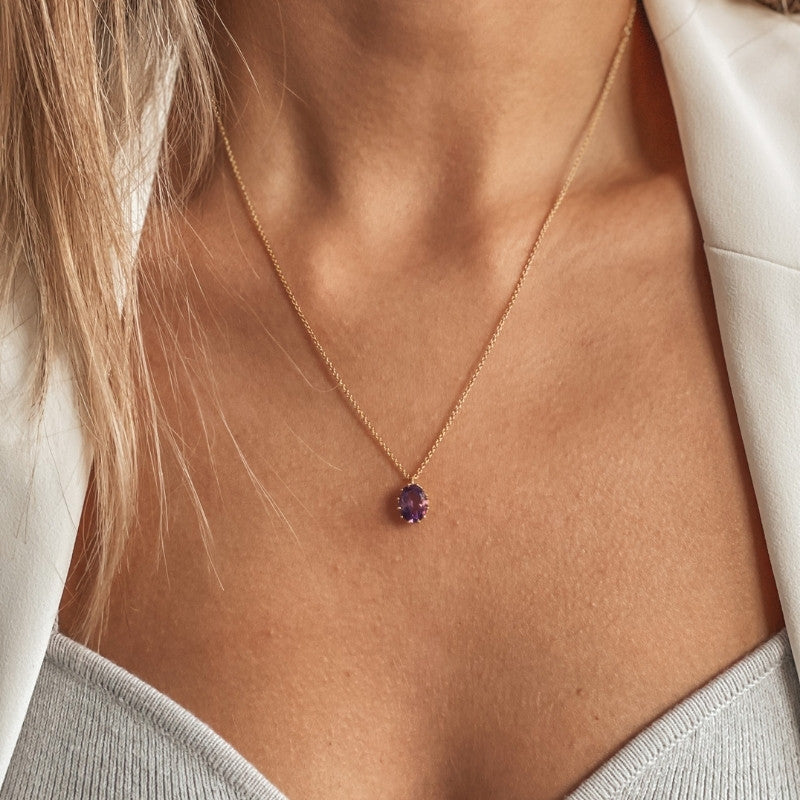 Collana in argento Golden Serene - Ametista - Indira