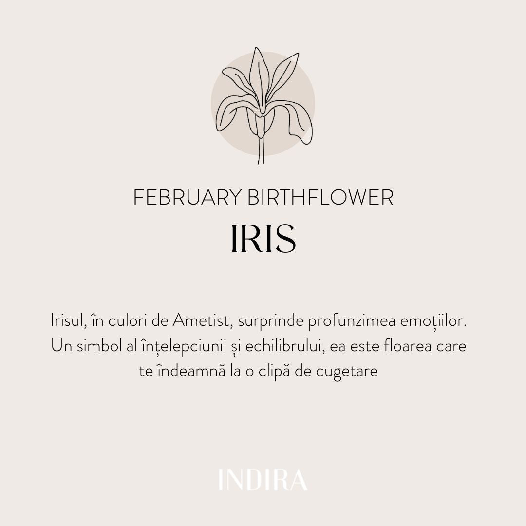 Collana in argento Birth Flower Golden - Febbraio Iris - Indira