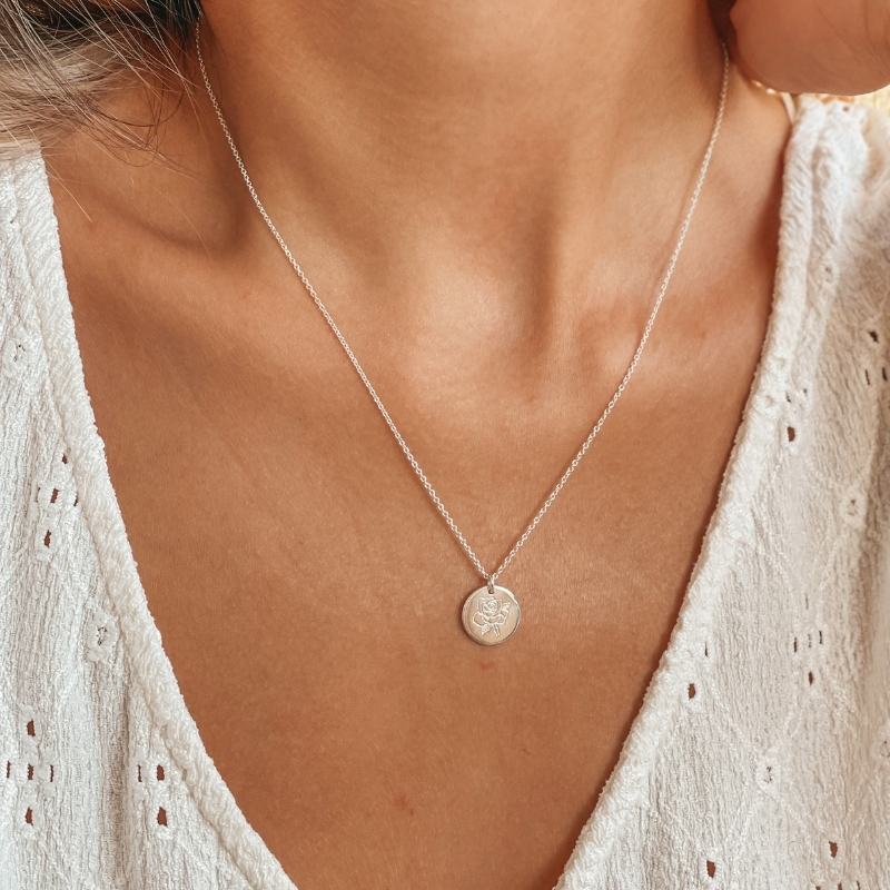 Collana in argento Birth Flower Silver - Rose di Giugno - Indira