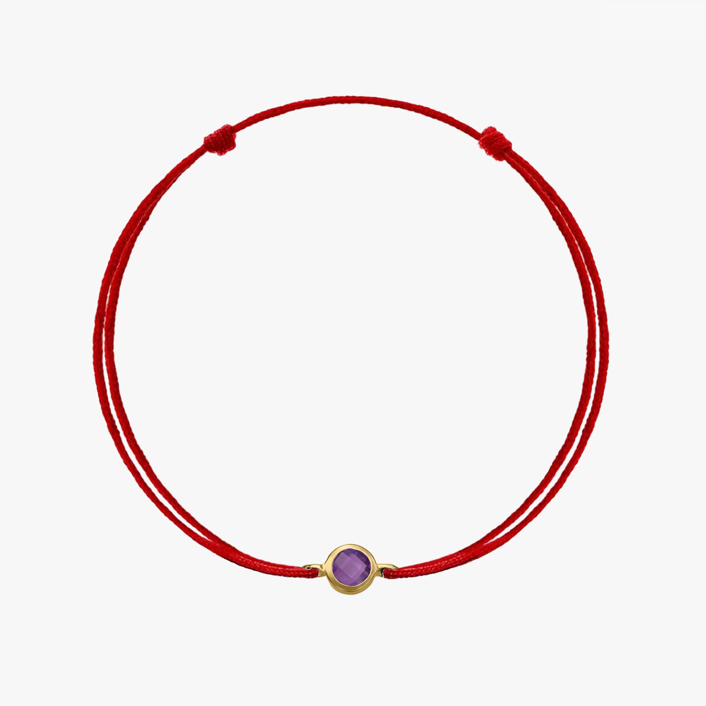 Bracciale con cordino in argento Birthstone Golden Febbraio - Ametista - Indira