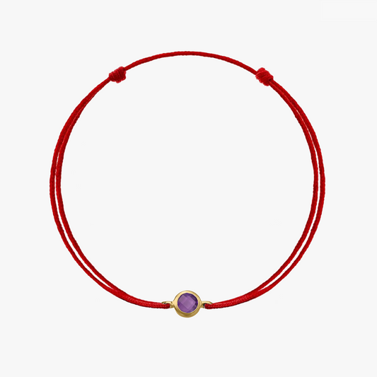 Bracciale con cordino in argento Birthstone Golden Febbraio - Ametista - Indira