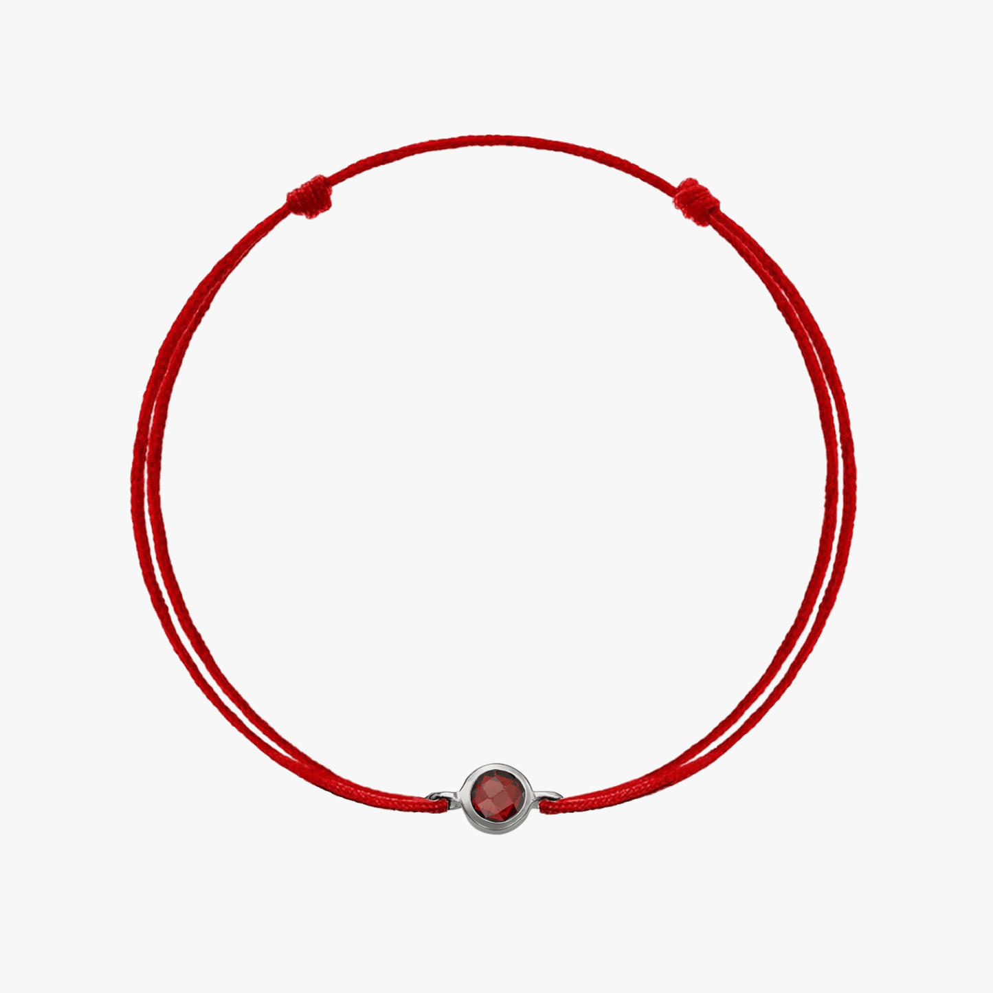 Braccialetto con cordoncino in argento Birthstone Silver January - Granato - Indira