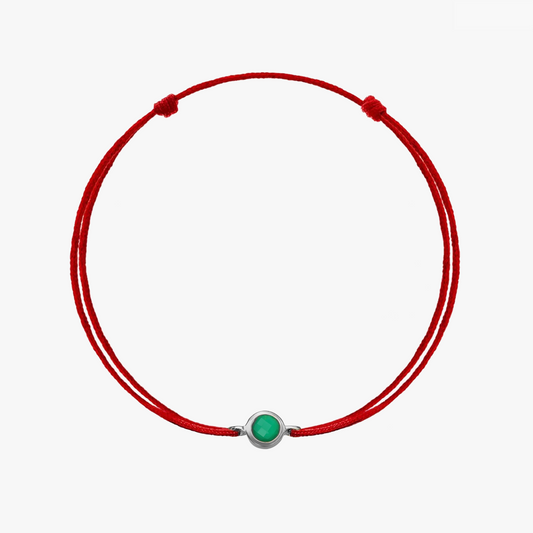 Bracciale in corda d'argento Birthstone Silver May - Onice Verde - Indira