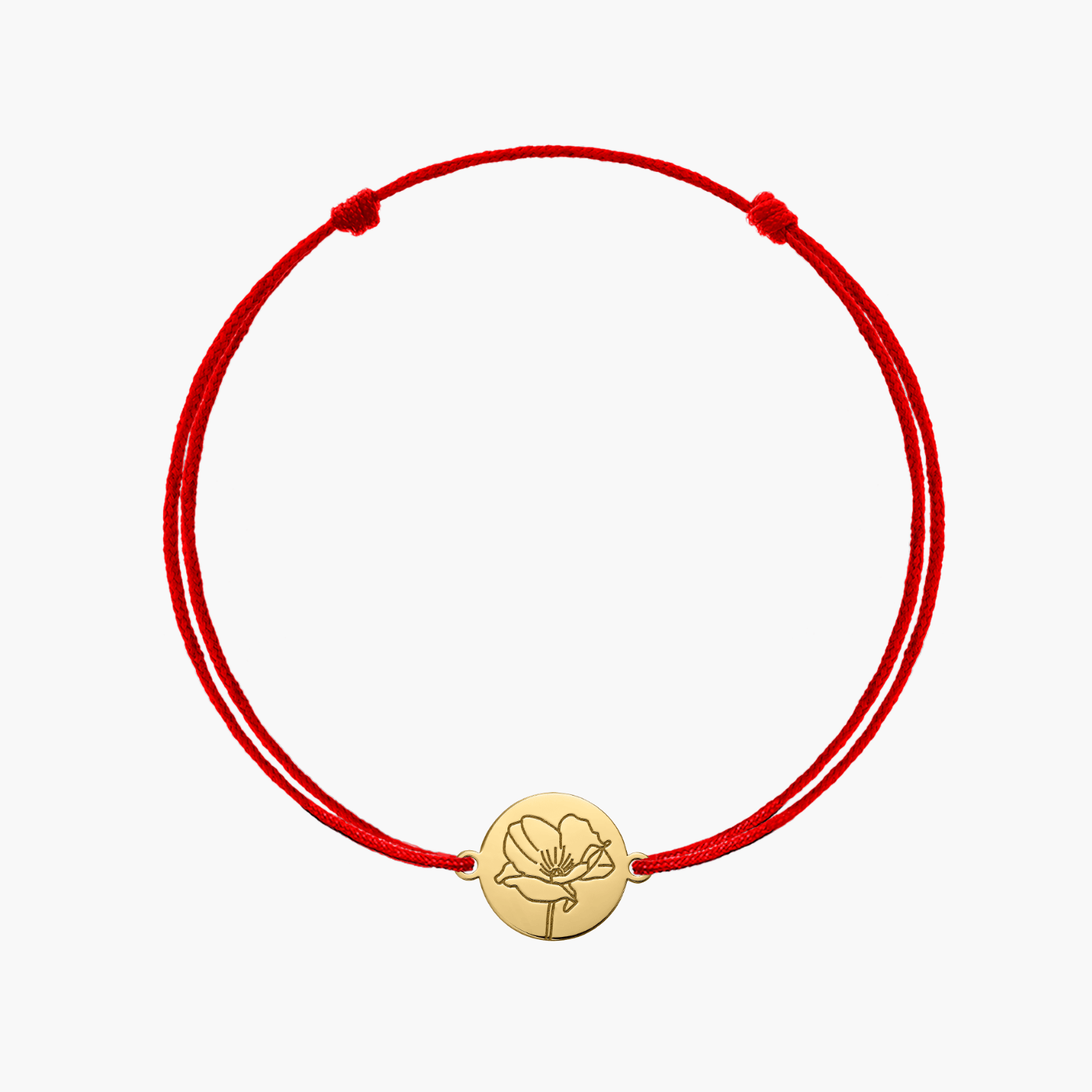 Bracciale con cordino in argento Golden Birth Flower - Agosto Papavero - Indira