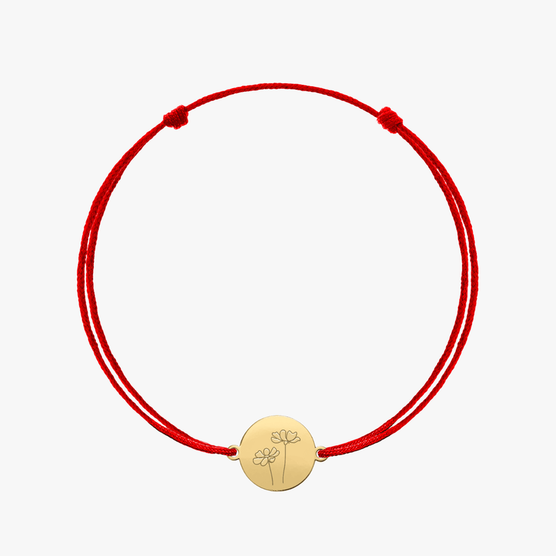 Bracciale con cordino in argento Golden Birth Flower - October Cosmos - Indira