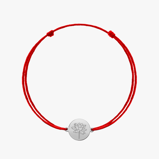 Bracciale in cordoncino di oro bianco Birth Flower - July Lotus - Indira