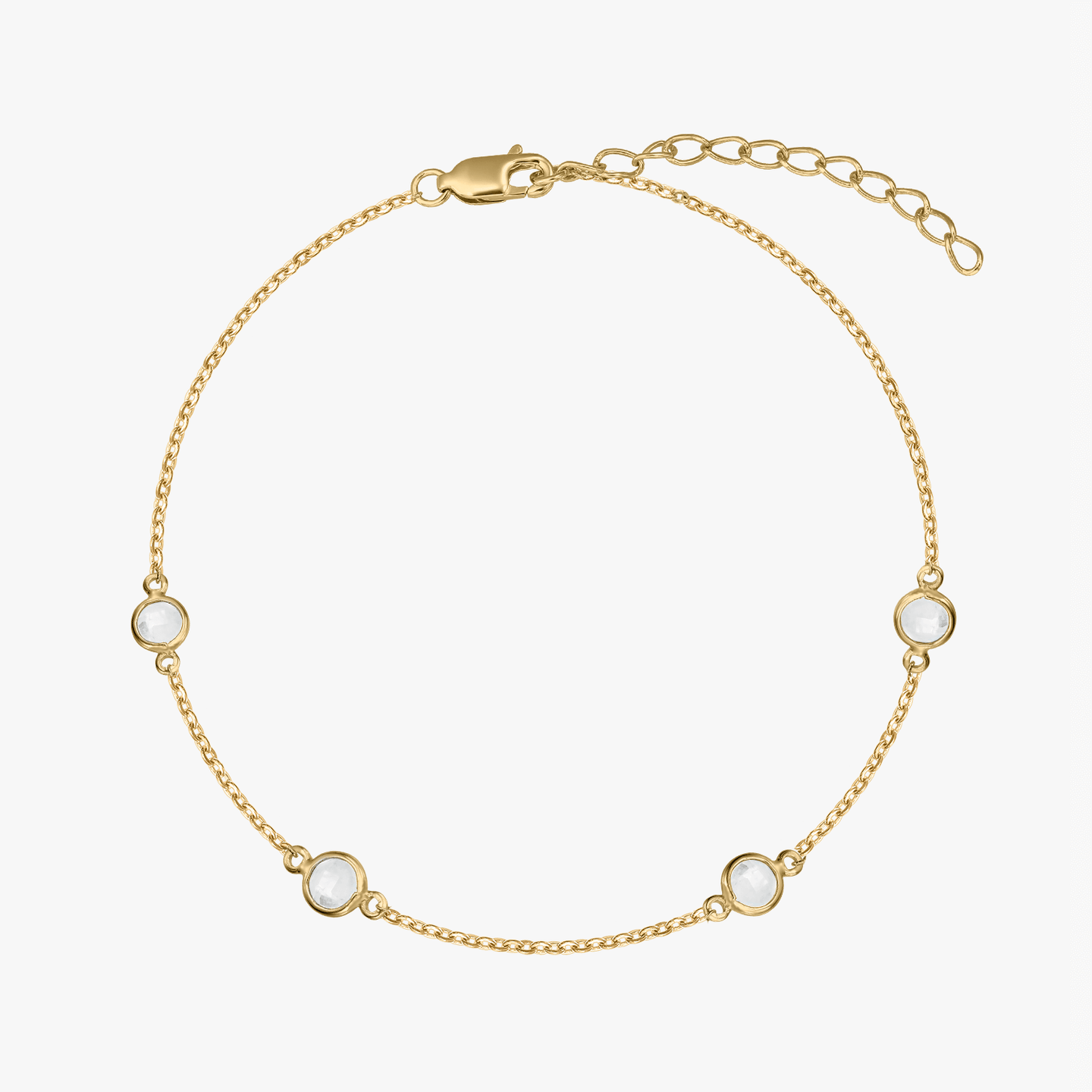 Bracciale in argento Birthstone Golden Aprile - Topazio Bianco - Indira