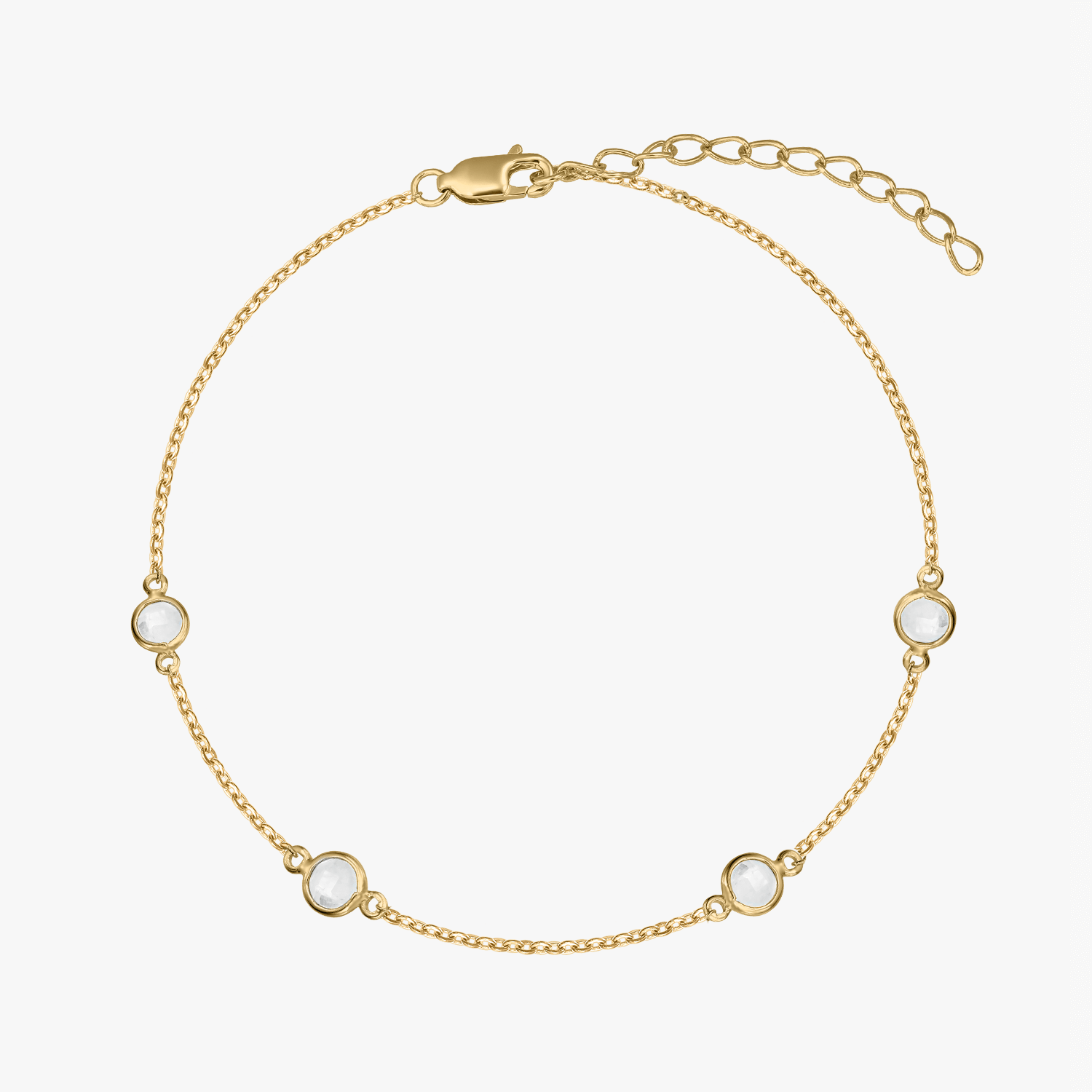 Bracciale in argento Birthstone Golden Aprile - Topazio Bianco - Indira