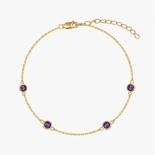 Bracciale in argento Birthstone Golden February - Ametista - Indira
