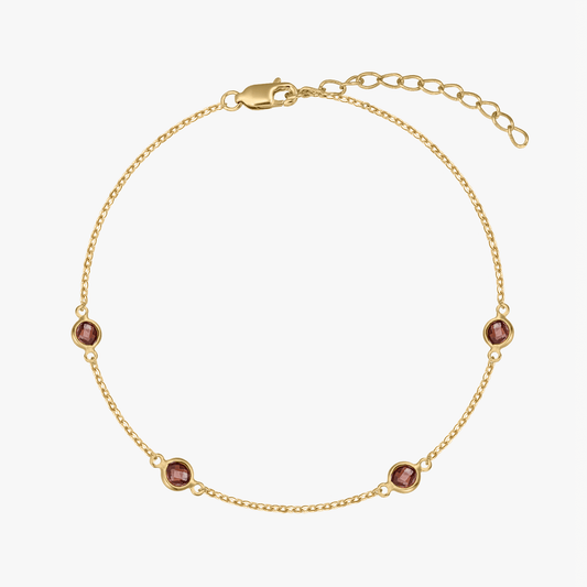 Bracciale in argento Birthstone Golden gennaio - Granato - Indira