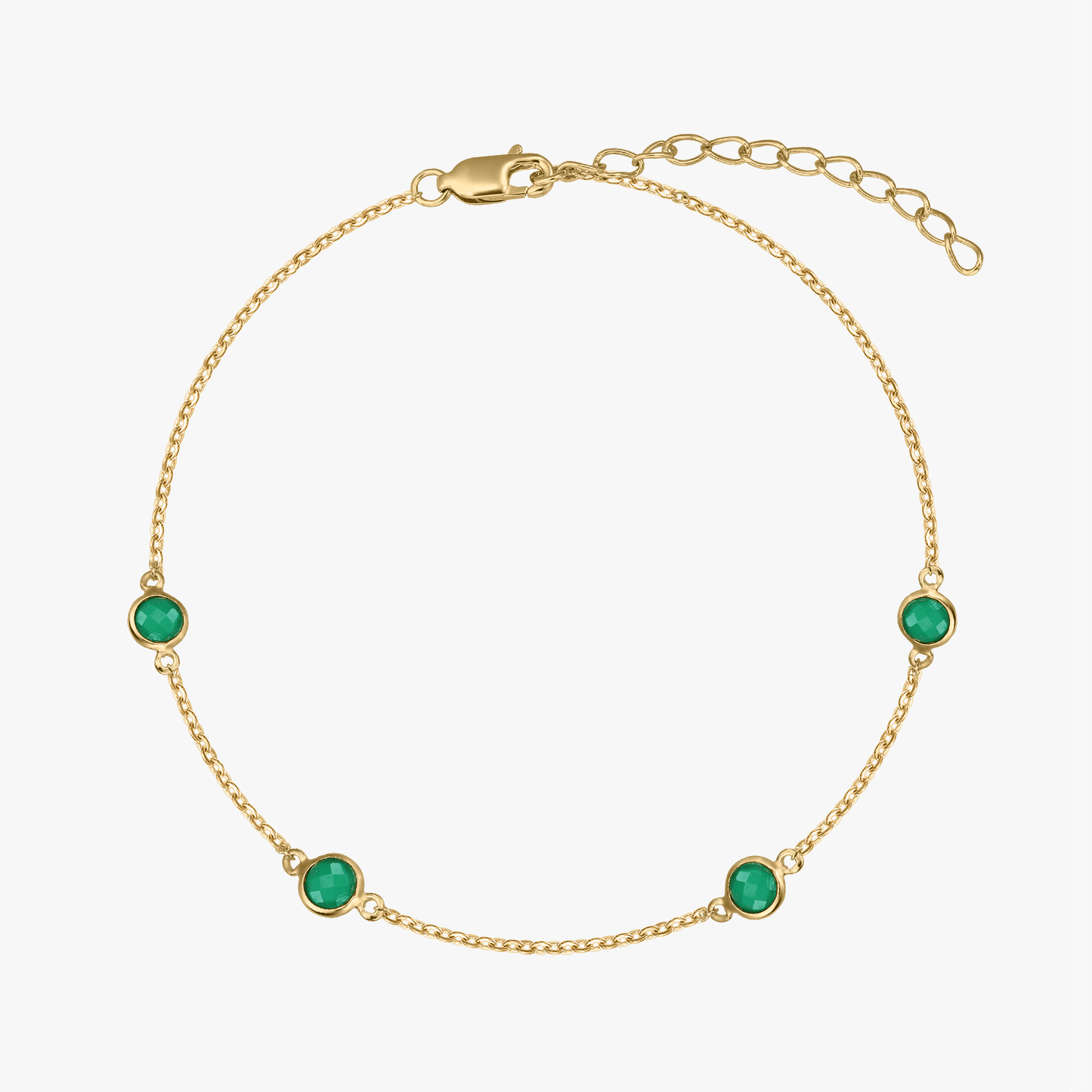 Bracciale in argento Birthstone Golden May - Onice Verde - Indira