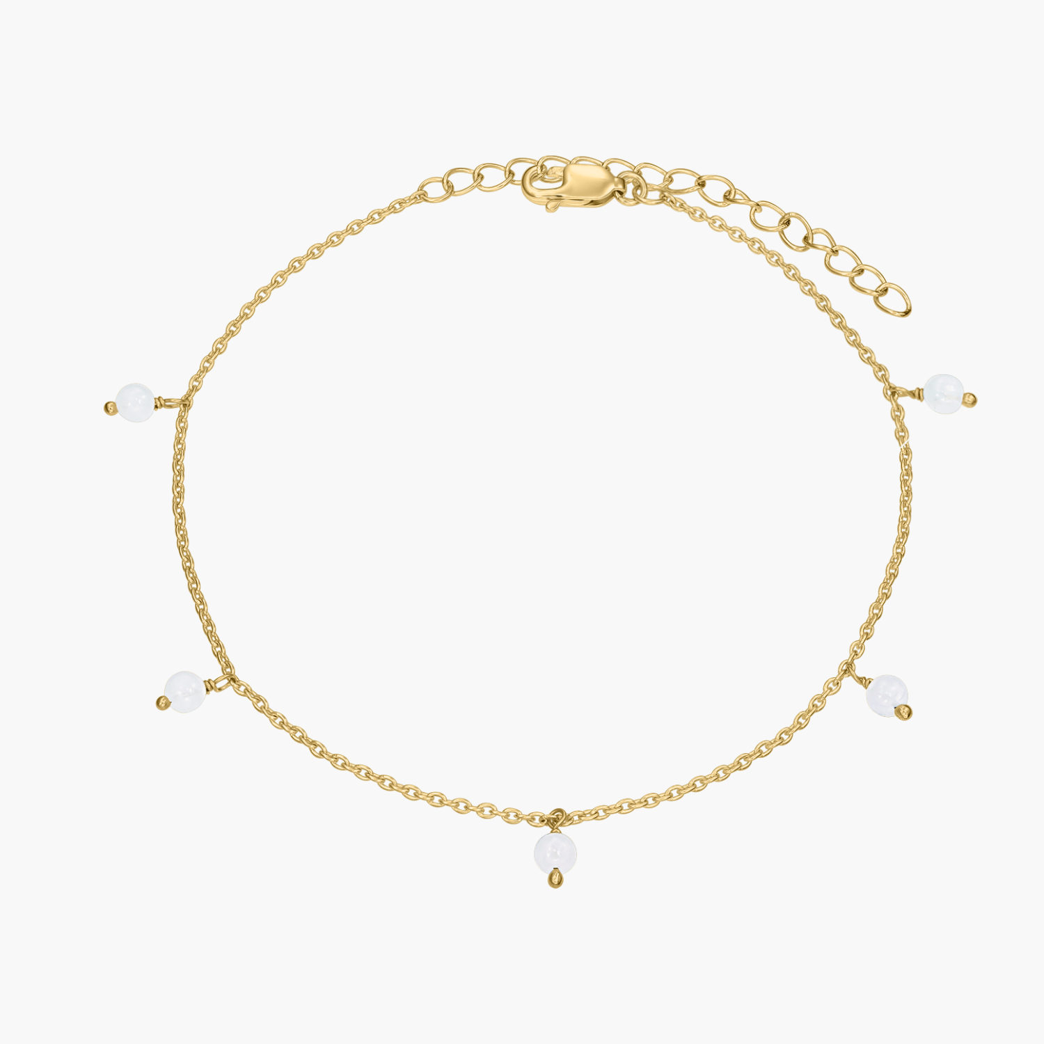 Cavigliera in argento Golden Gem Droplet - Pietra di Luna - Indira