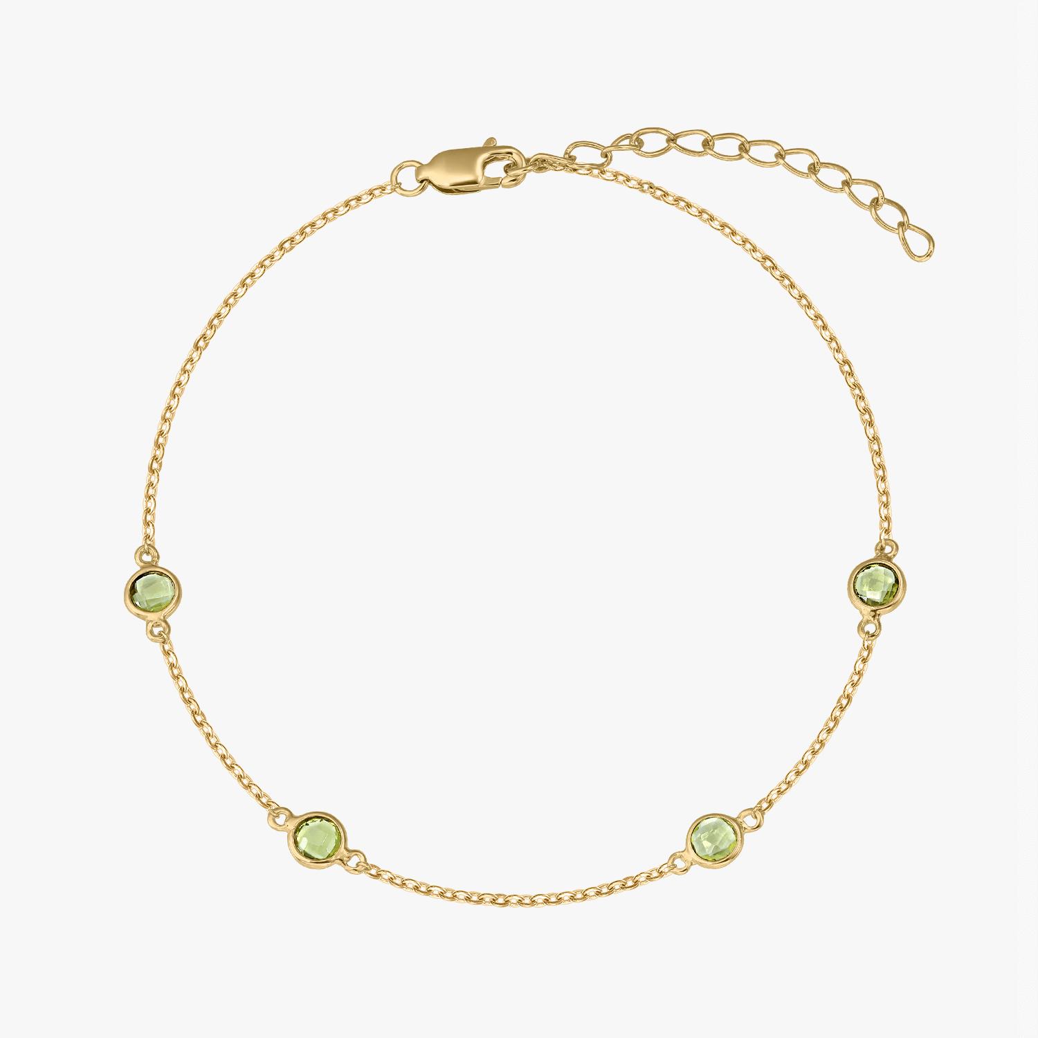 Bracciale in argento Birthstone Golden agosto - Peridoto - Indira