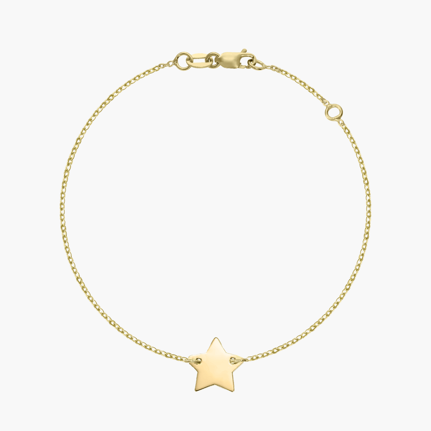 Bracciale in oro 14K con ciondolo a stella su sfondo bianco.