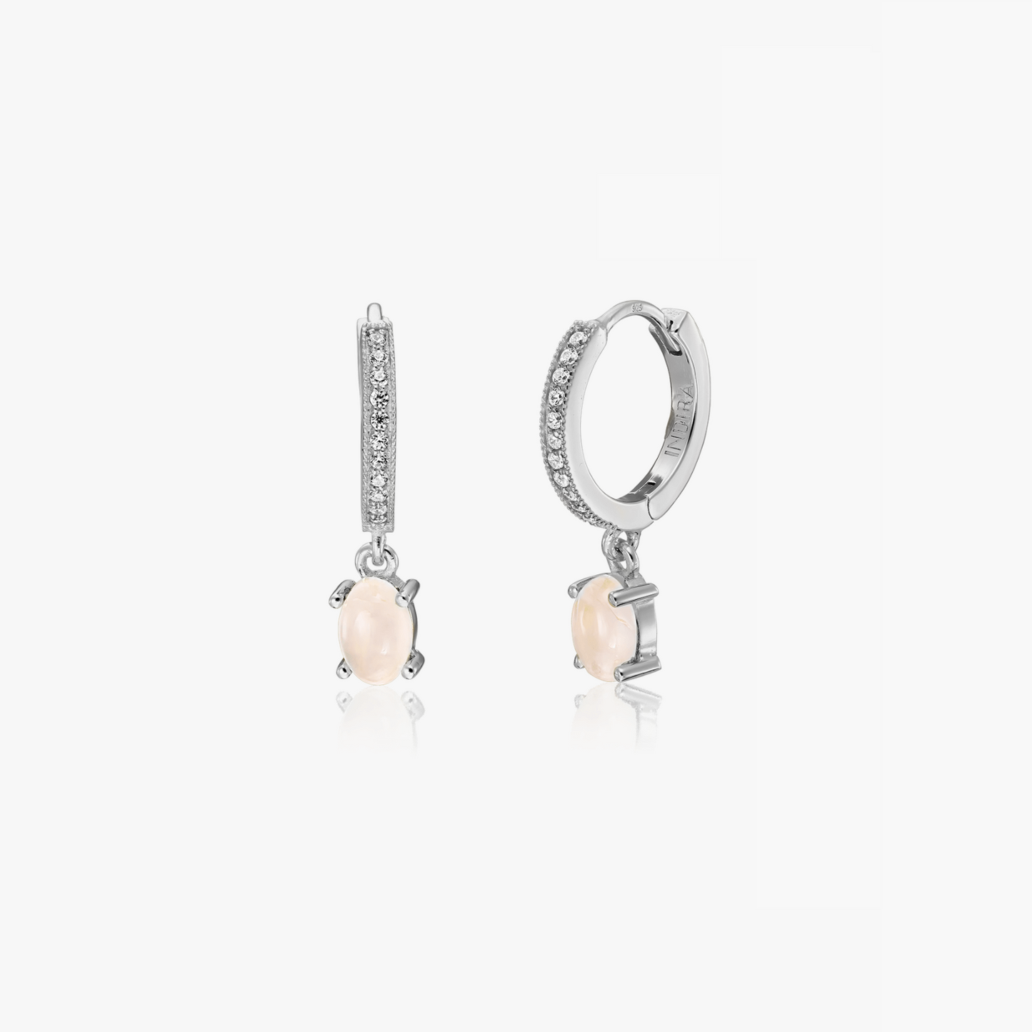 Orecchini in Argento Gem Huggies - Quarzo Rosa - Indira