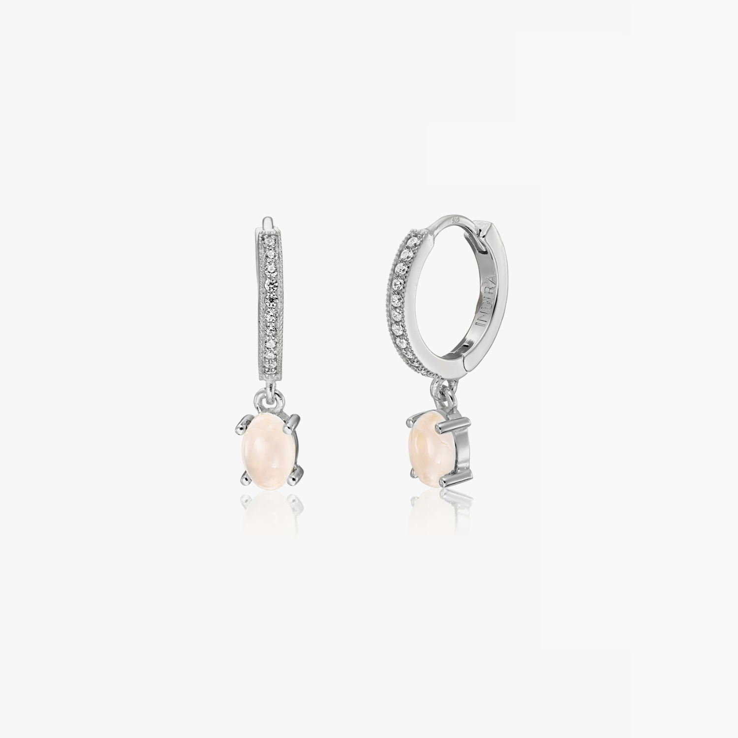Orecchini in Argento Gem Huggies - Quarzo Rosa - Indira