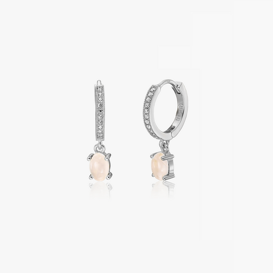 Orecchini in Argento Gem Huggies - Quarzo Rosa - Indira