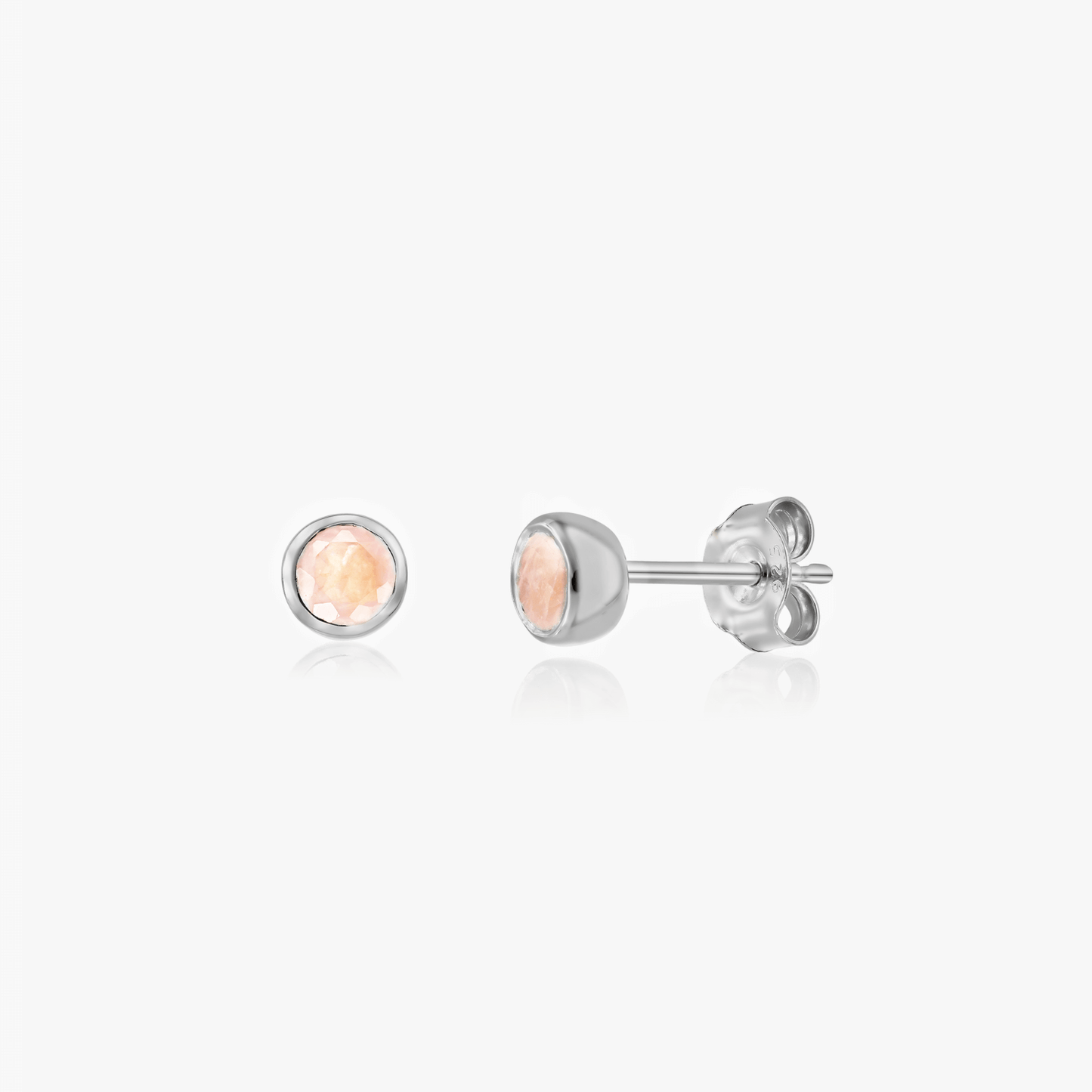 Orecchini in argento Birthstone - Quarzo Rosa - Indira