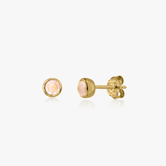 Orecchini in argento Birthstone Golden - Quarzo Rosa - Indira