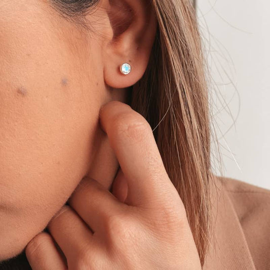 Orecchini in argento Birthstone Giugno - Pietra di Luna - Indira