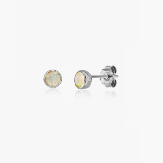Orecchini in argento Birthstone Ottobre - Opale - Indira